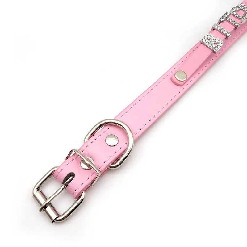 セクシーなピンクの革の首輪手紙パパプリンセスチョーカーネックレスかわいい大人 DDLG コスプレパーソナライズされたカスタムジュエリー