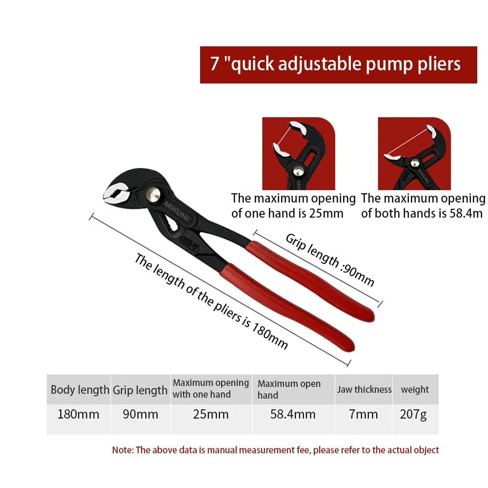 Pintudy 7/10/12inch Mini Adjustable Stenciled Crescent Wrench Small Pipe Pliers Shifting Spanner Pump Clamp Multi Functional