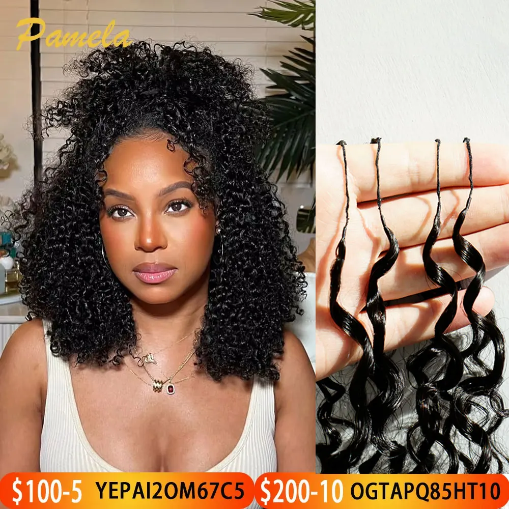 Crochê cabelo humano sem nós pré-separado extensões de cabelo de crochê extensões de cabelo de penas kinky birmanês encaracolado 100% cabelo humano