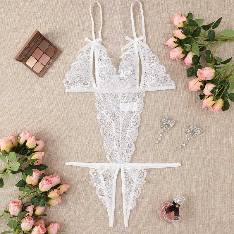 Macacão feminino transparente emendado cinta, oco fora bodysuit, playsuit sem costas, bodysuit sling, lingerie erótica, sexy com renda acima