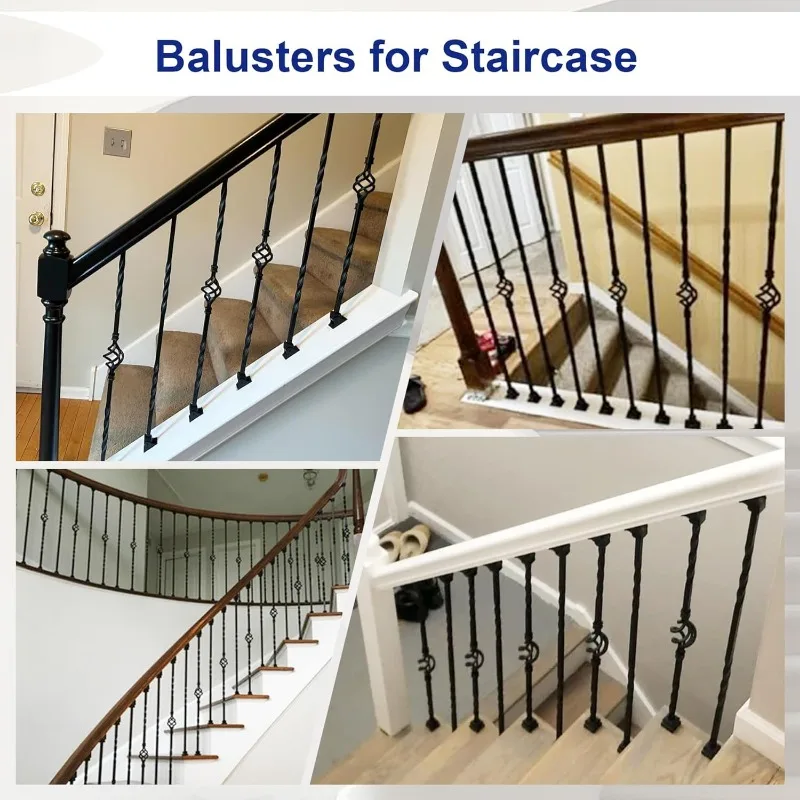 Balusters for Staircase Stair Spindles Hollow Single Basket with Double Twist 1/2" Square Metal Stair Balusters