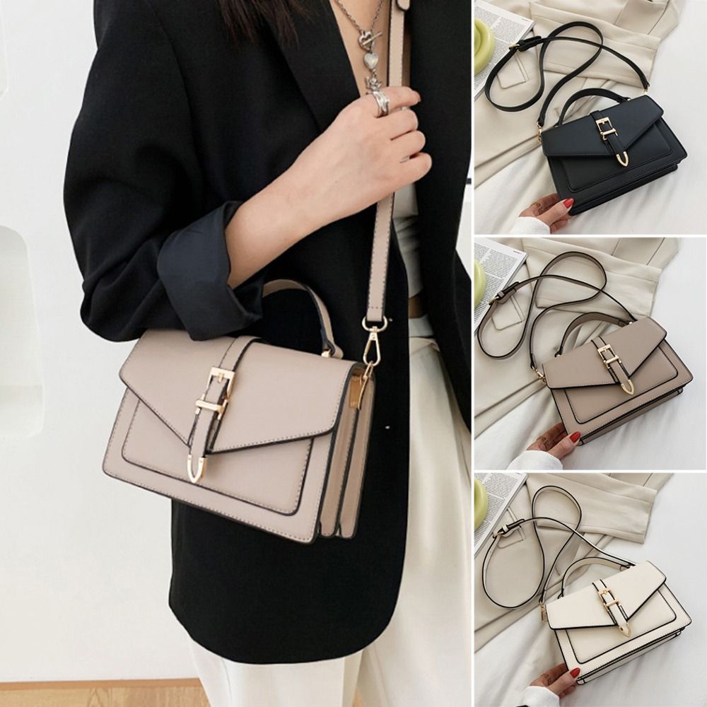 แฟชั่นกระเป๋าถือสุภาพสตรีสีทึบCrossbodyกระเป๋าผู้หญิงPUหนังMessengerไหล่กระเป๋ากระเป๋า