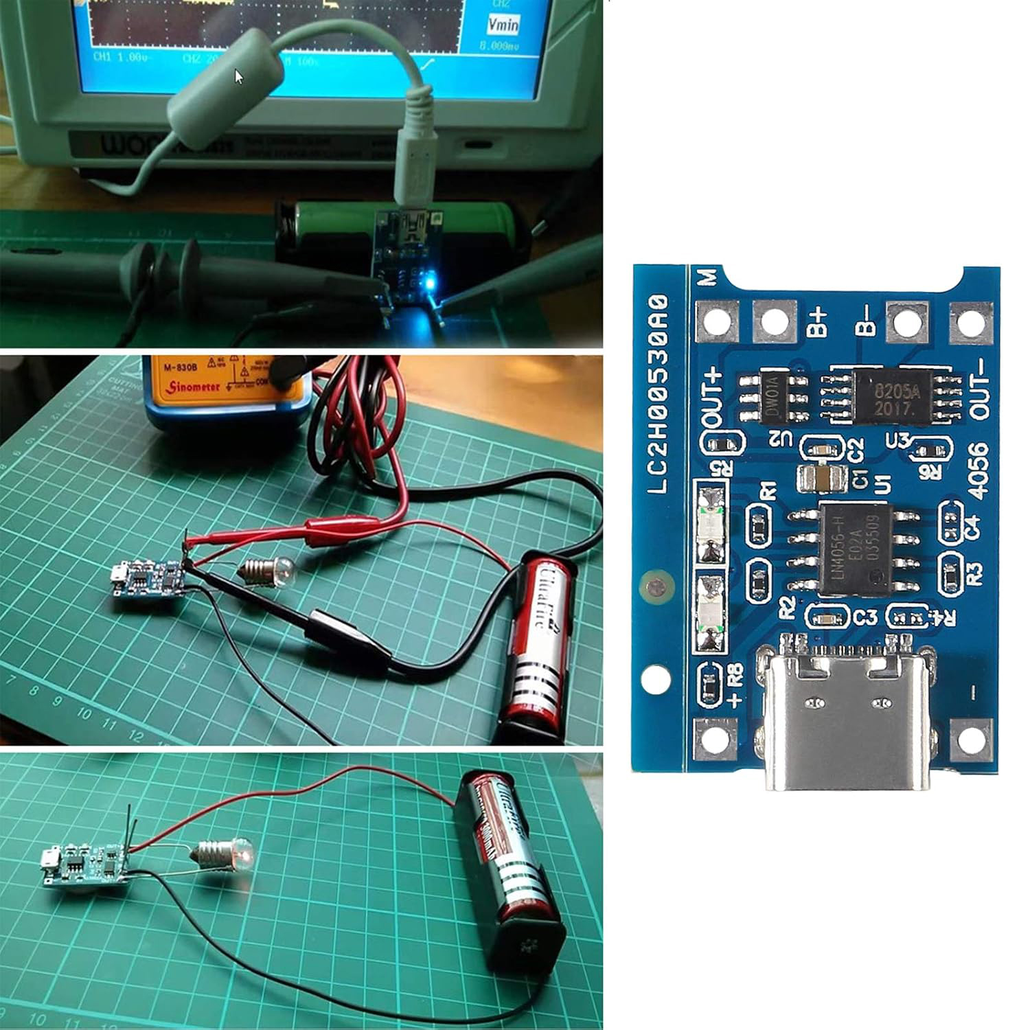 10pcs 5V 1A 18650 TP4056 Lithium Battery Charging Board Type C with Protection Board for Lithium Charging Module