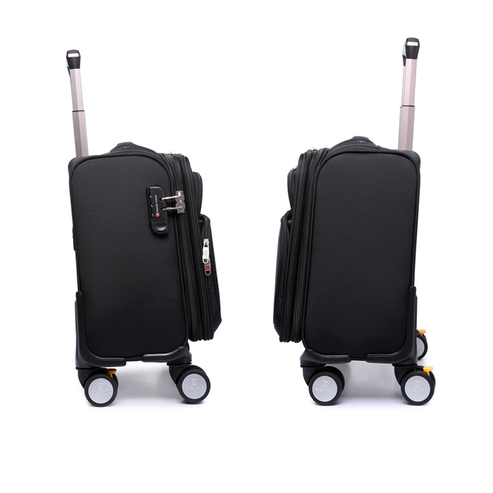 New Nylon Dark Black Men/Women Telescopic Pull Rod Travel Suitcase 20 Inches Luggage With Spinner