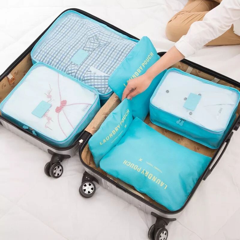 Juego de bolsas de almacenamiento de viaje para ropa, organizador ordenado, bolsa para maleta de armario, bolsa de cubo de embalaje multifunción Unisex, Kit de viaje, 6 uds.