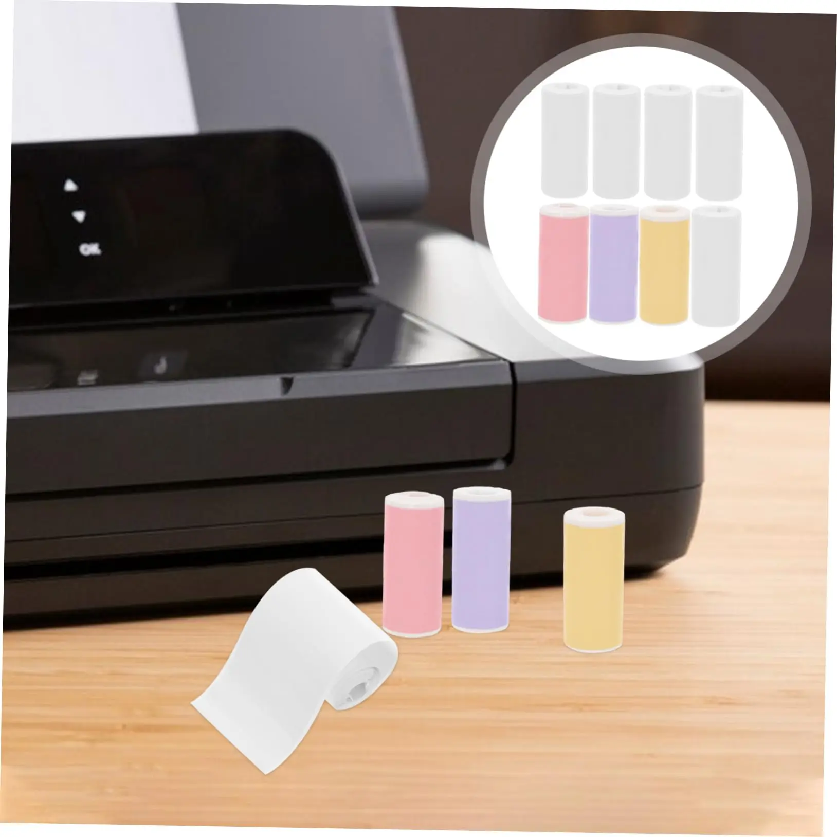 57mm Color Sticker Thermal Paper Rolls Self-Adhesive Label/Photo Paper for Mini Printers PeriPage/PAPERANG/Poooli Photo Printing