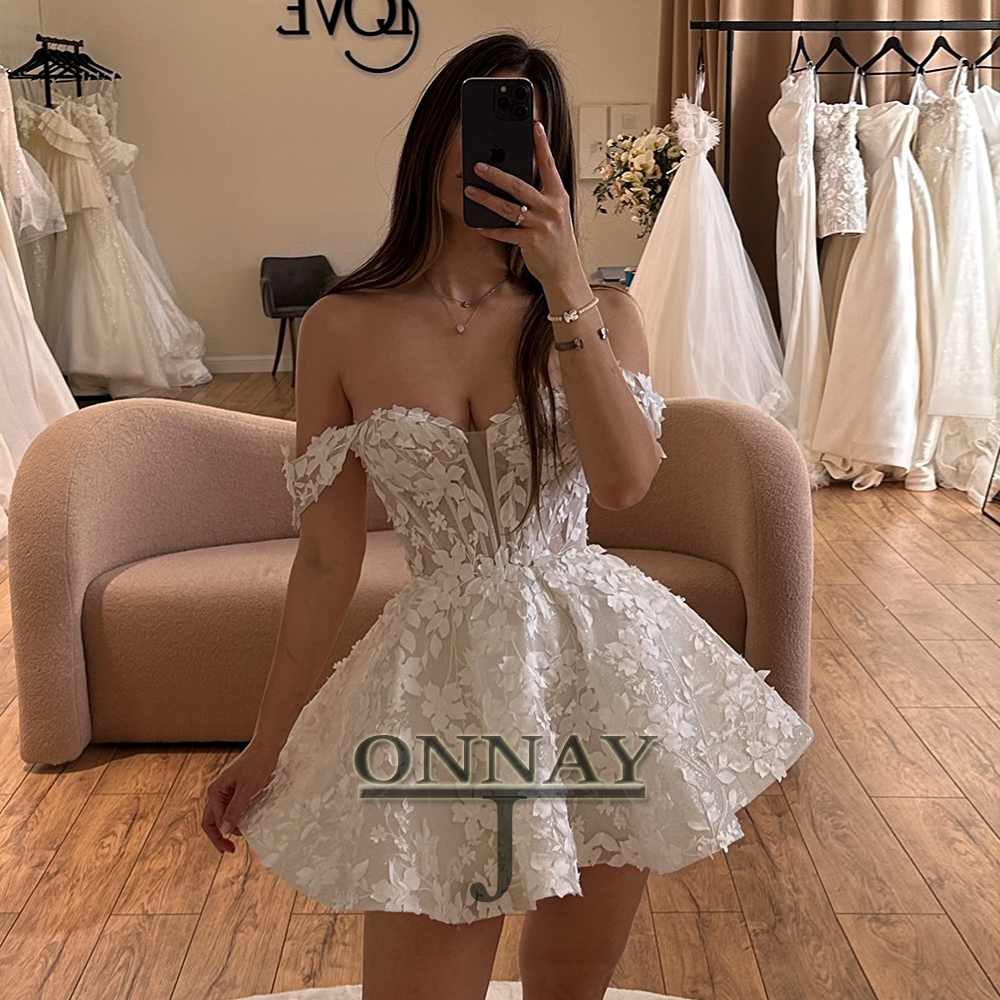 Vestidos De Novia cortos personalizados Pastrol para mujer, vestido De Novia con apliques De encaje y hombros descubiertos, Vestidos De Novia Plus