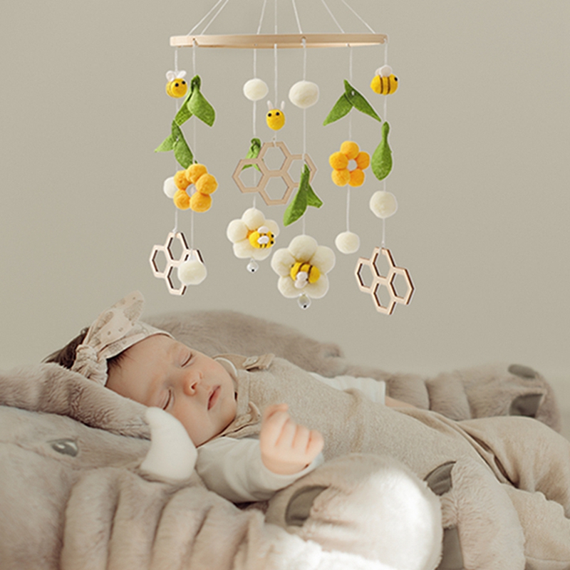 아기 딸랑이 장난감 0-12 개월 침대에 나무 모바일 신생아 뮤직 박스 침대 벨 교수형 장난감 홀더 브래킷 유아용 침대 소년 장난감