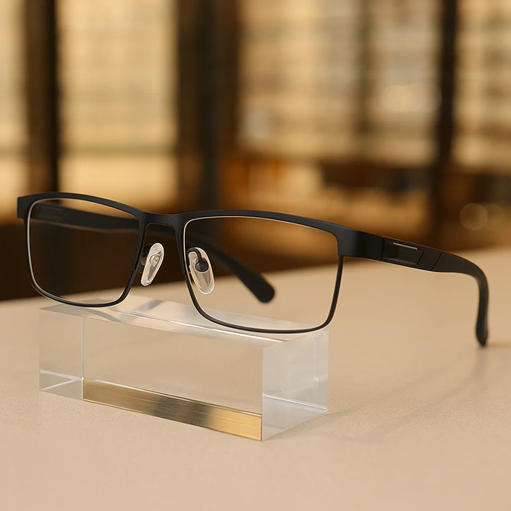 Óculos de leitura para homens, óculos com bloqueio de luz azul, anti uv, armação de metal com dobradiça de mola para alcance médio e próximo, 1 peça