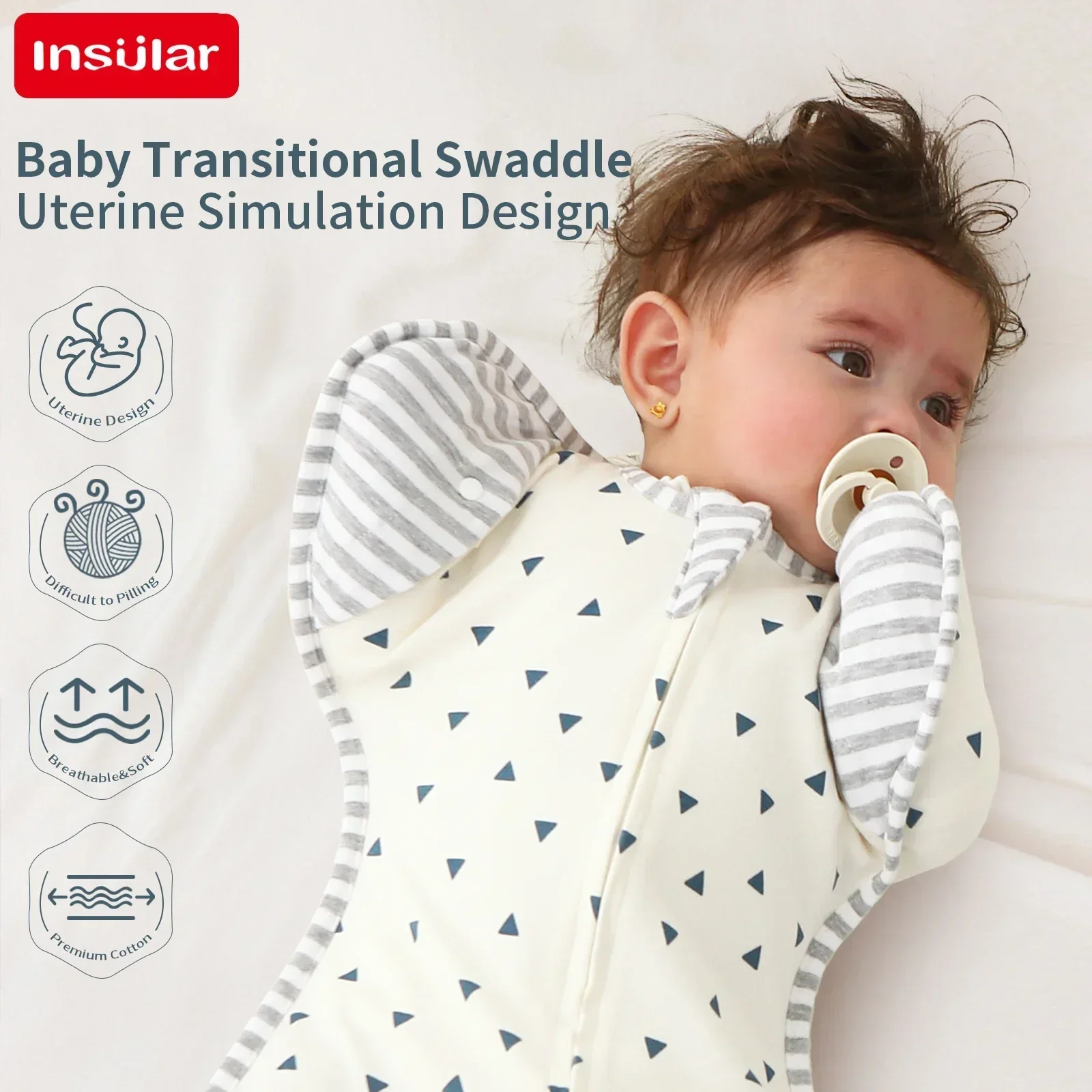 INSULAR Infant Sleep Sack Breathable Baby Anti-shock Sleeping Bags Cotton Uterine Simulation Design Sleeveless Sleeve 4 Seasons