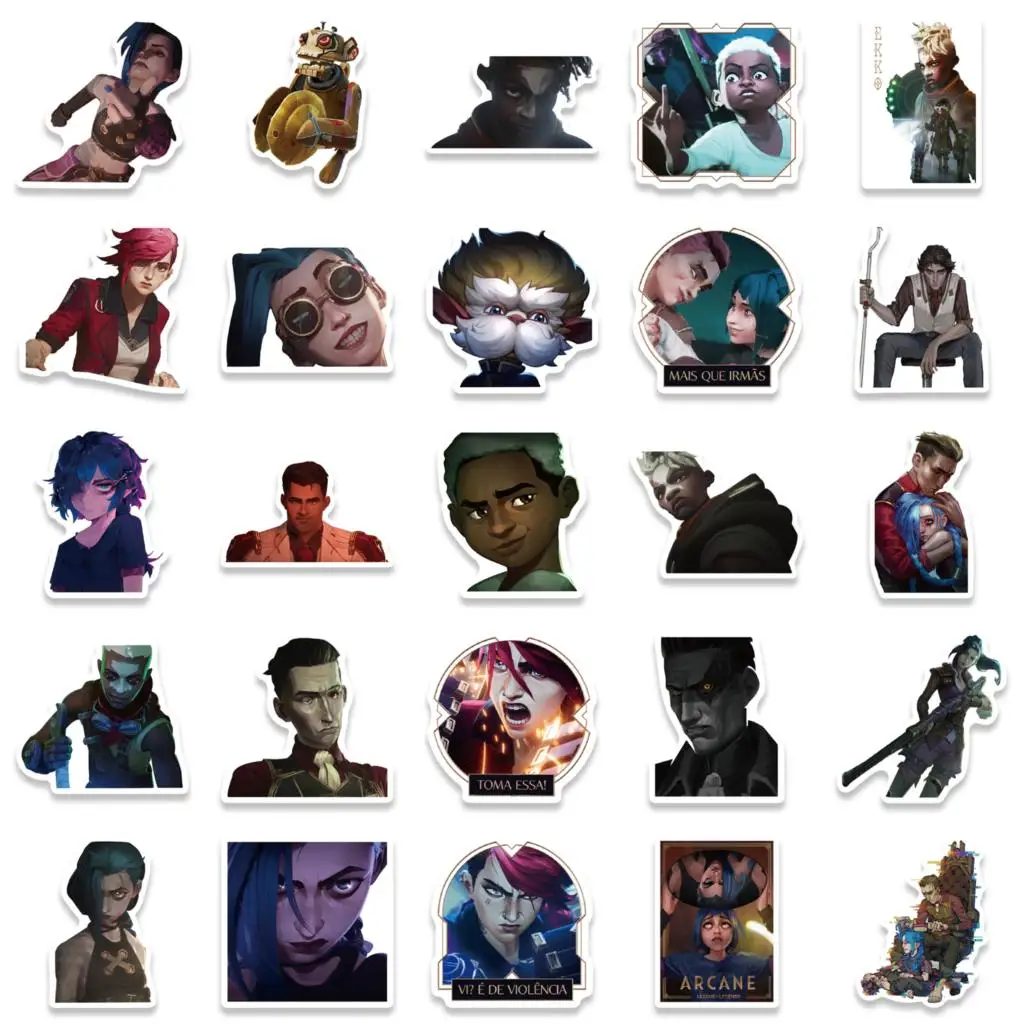 50PCS Cool การ์ตูนอะนิเมะ Arcane เกมสติกเกอร์สําหรับรถยนต์รถจักรยานยนต์ถ้วยน้ําของเล่นเด็กกระเป๋าเดินทางคอมพิวเตอร์สติกเกอร์