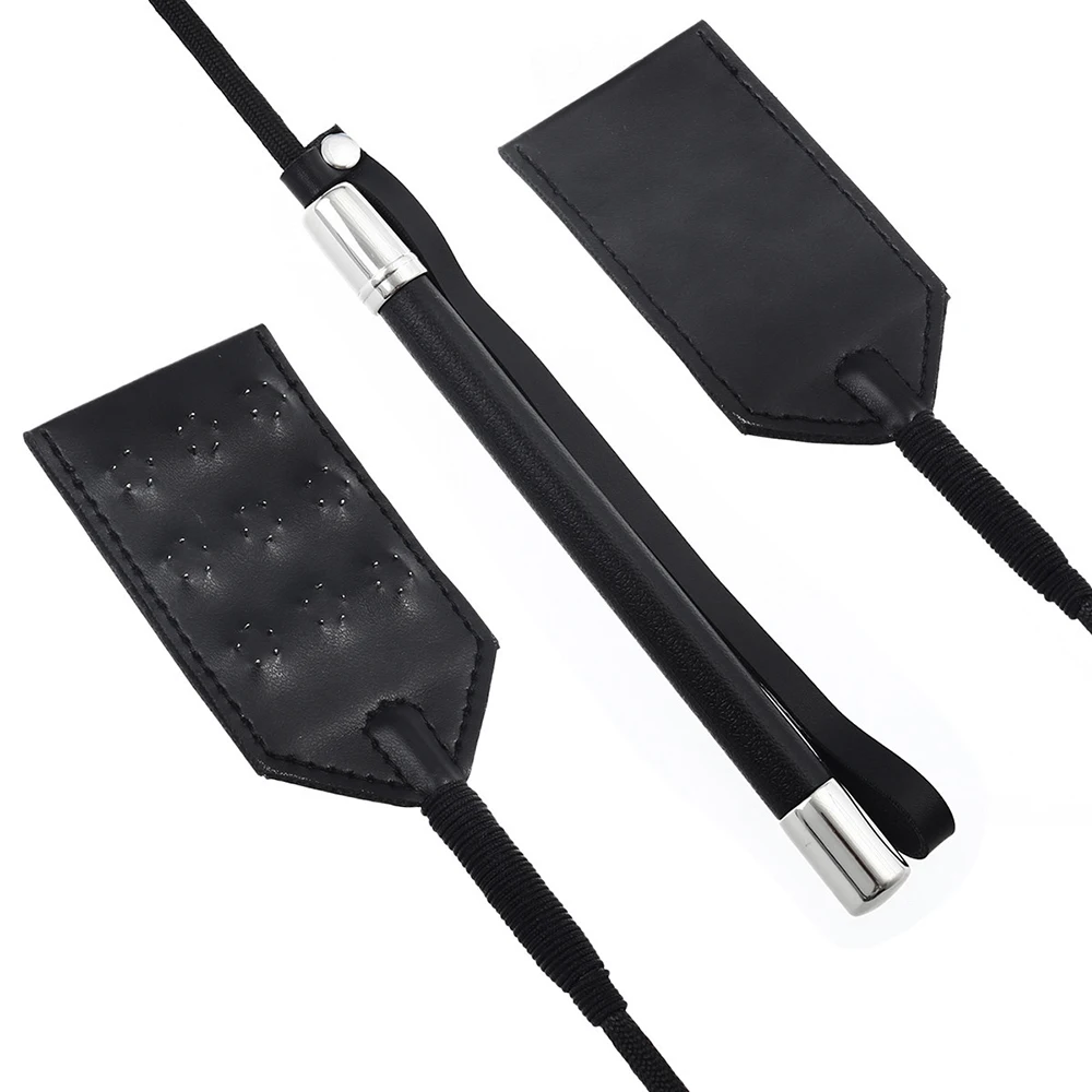 เพิ่มความเจ็บปวดสแตนเลส Spikes ยาว 52 ซม. PU หนัง Spanking Paddle Slapper แส้สําหรับม้า