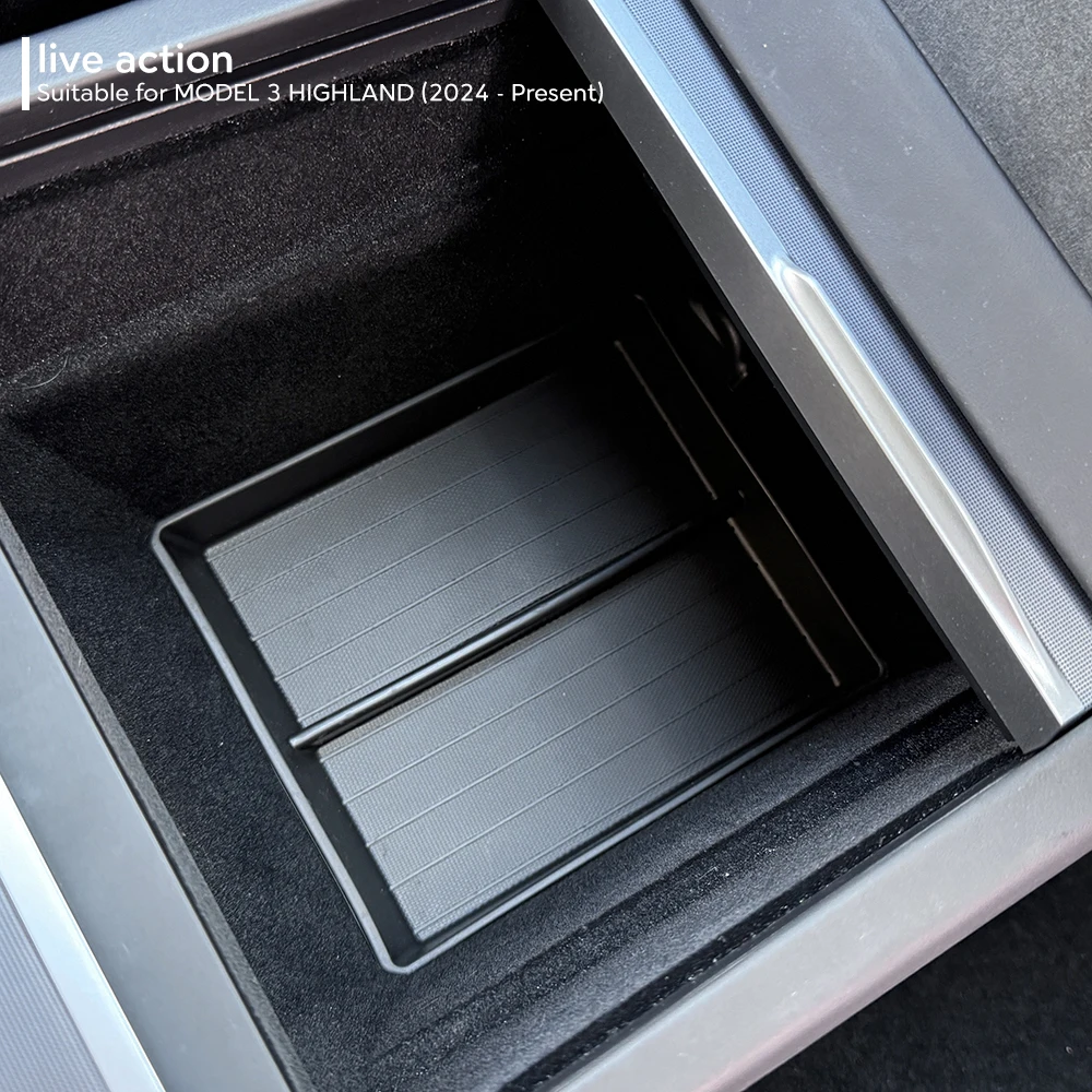 For Tesla Model Y Launch 2025 Model 3 Highland 2024 Center Console Eyeglasses Storage Box Armrest Box Upper&Lower Silicone Pad