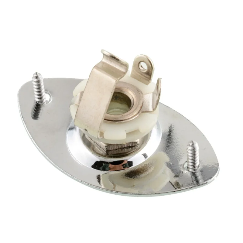 Hot High Quality 1pcs Chrome Oval Output Jack Plate Jackplate Socket W/Jack for Electric LP Guitar Useful