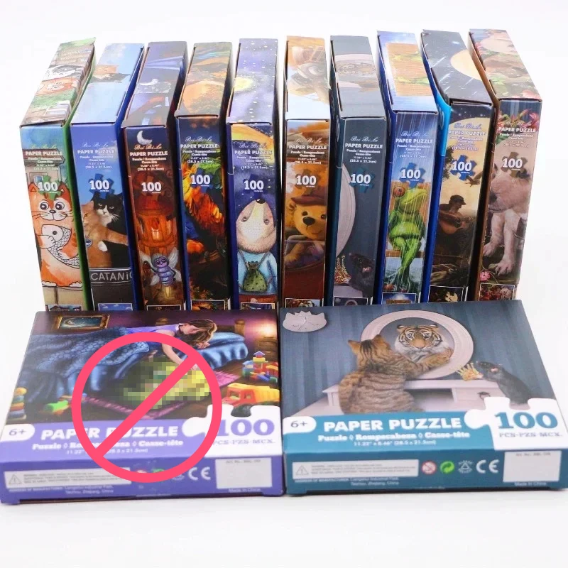 Paper Jigsaw Puzzle para adultos e crianças, alívio do estresse, brinquedos de entretenimento educativo, presente de Natal, 100 unid, 28,5*21,5 cm