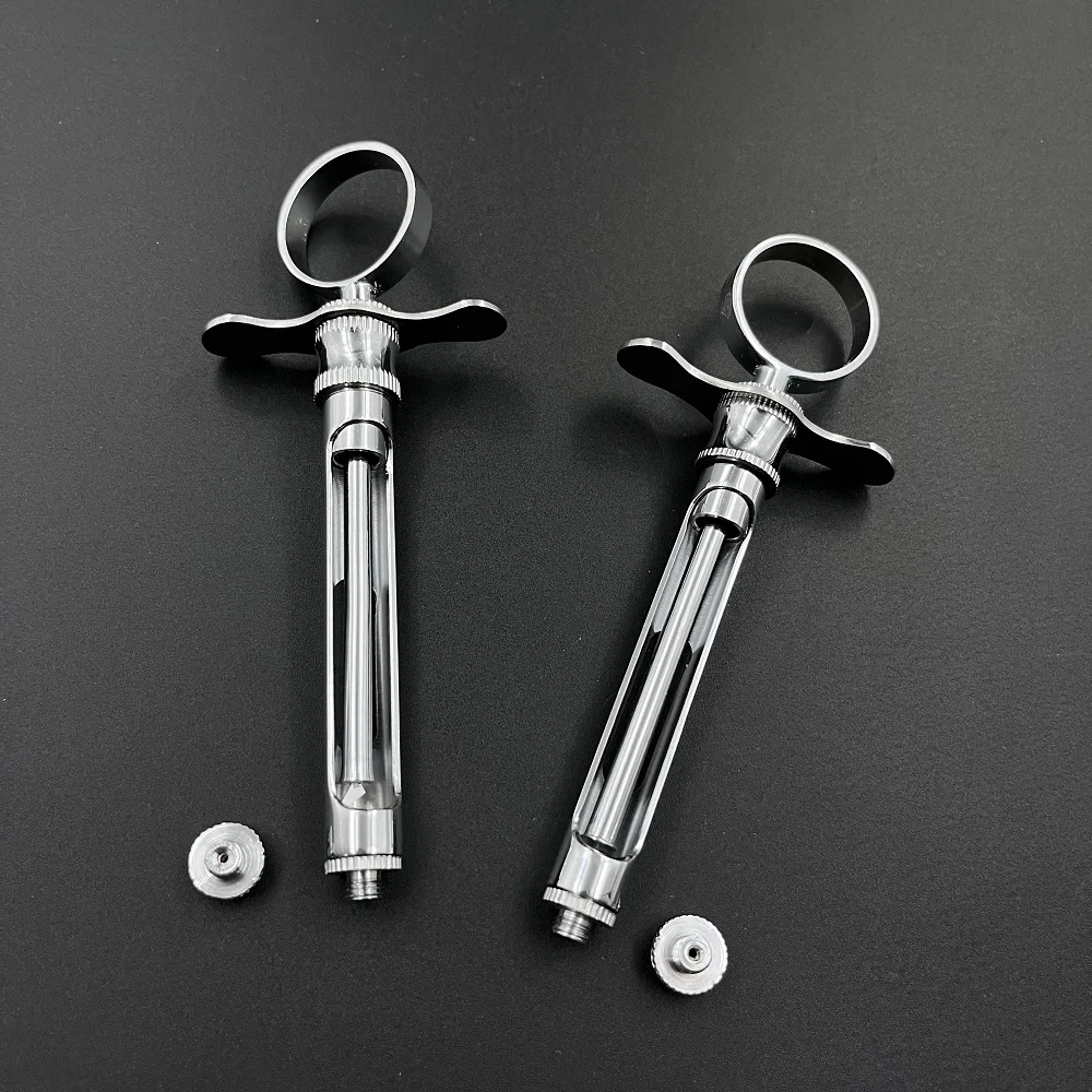 1 conjunto de seringa de injeção de odontologia, cabeça afiada de gancho, aço inoxidável, seringa de aspiração dentária, instrumento cirúrgico 1.8ml