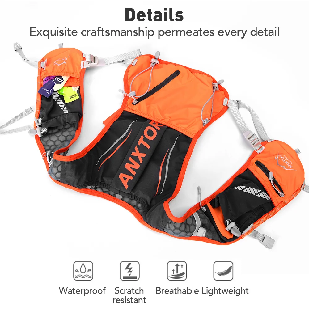 INOXTO-Colete leve de hidratação mochila corrida, adequado para caminhadas de bicicleta, ultra leve e portátil 5L