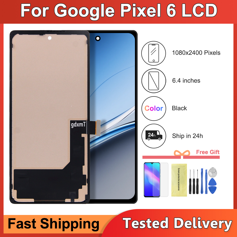 Für Google Pixel 6, LCD-Display, Touchscreen-Digitizer-Baugruppe, 6,4 Zoll TFT, kompatibel mit den Modellen GB7N6, G9S9B16, G9S9B, GR1YH