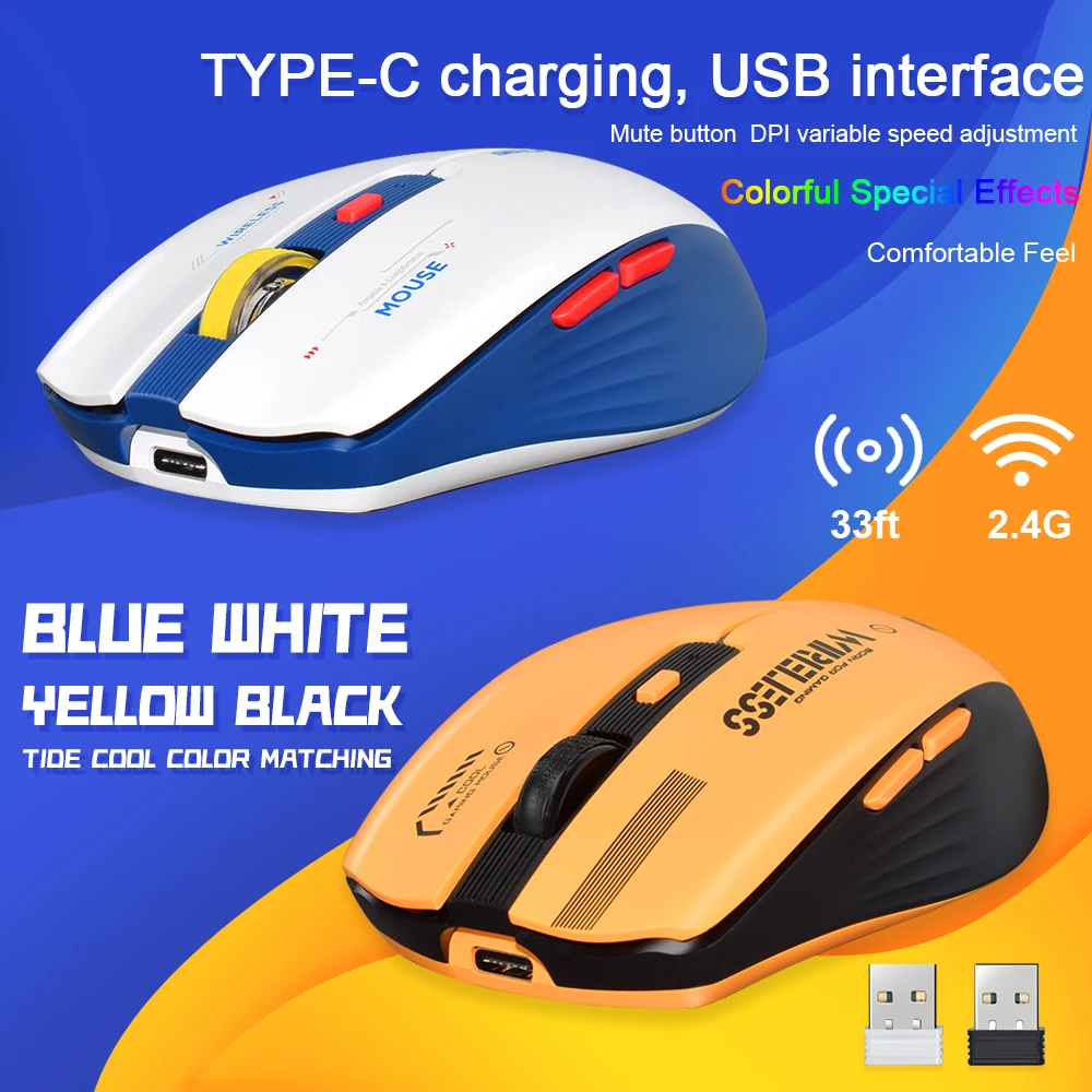 LT-T19 Ergonomische wiederaufladbare Gaming-Maus, USB 2,4 G, kabellos, RGB-Licht, Desktop-PC, Computer, Notebook, Laptop, Mäuse