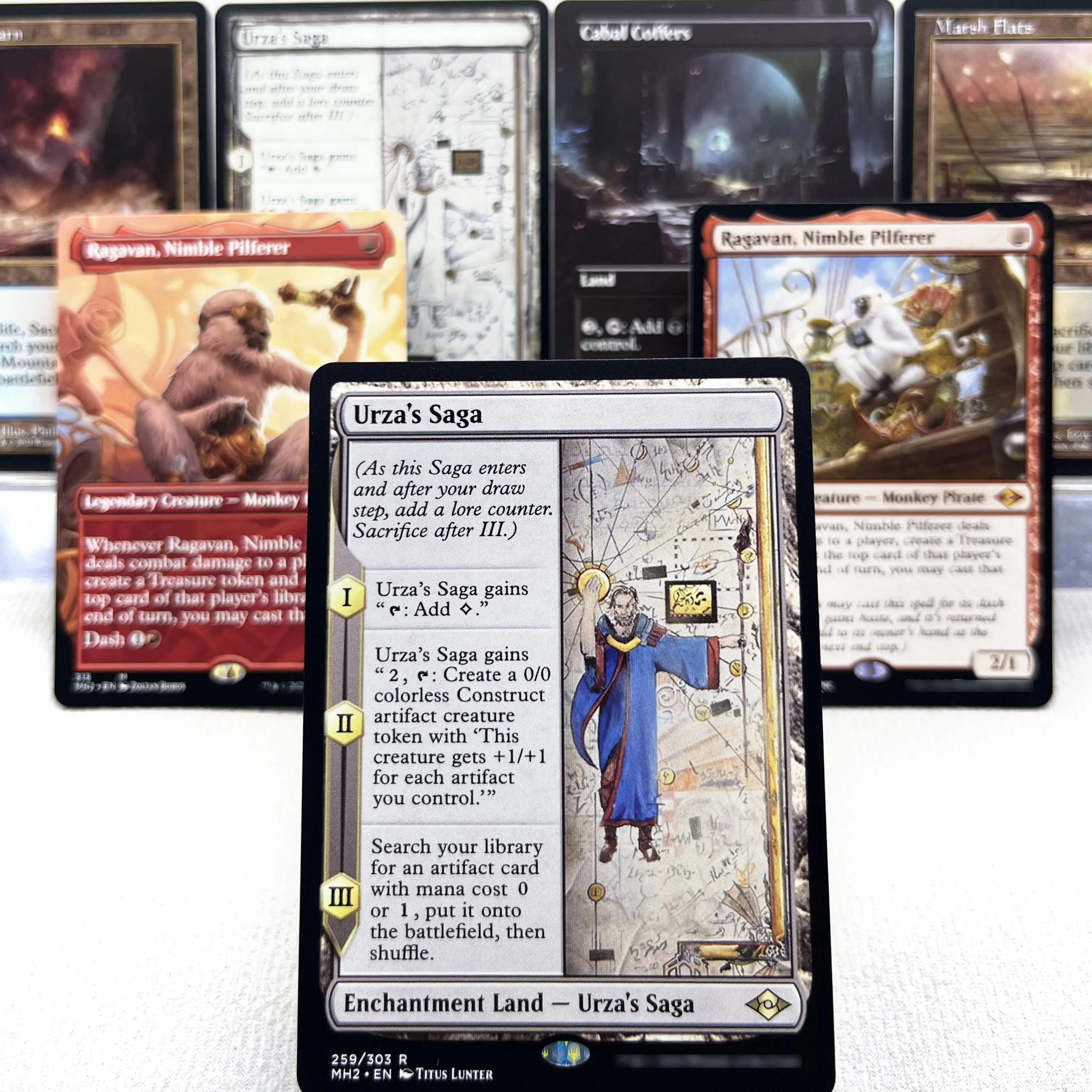 Карты MH2 HOLO7-I03 Tcg Magical Urza's Saga Ragavan, Nimble Pilferer Arid Mesa фехз, остые сальницы Misty Gather