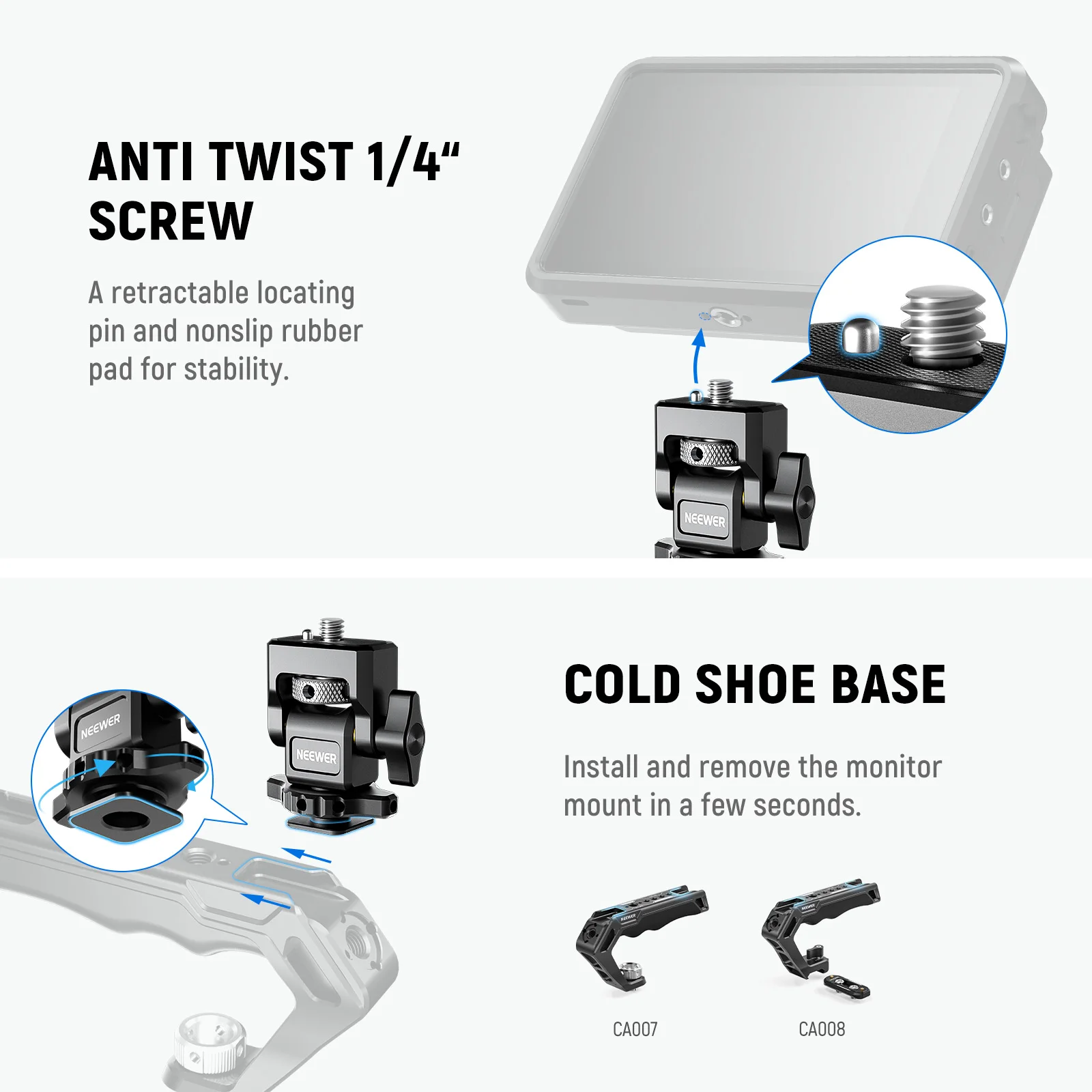 NEEWER-abrazadera para cámara DSLR, soporte ajustable para Monitor con zapata fría, tornillo de 1/4 "para Monitor, luz de Flash, accesorio DIY