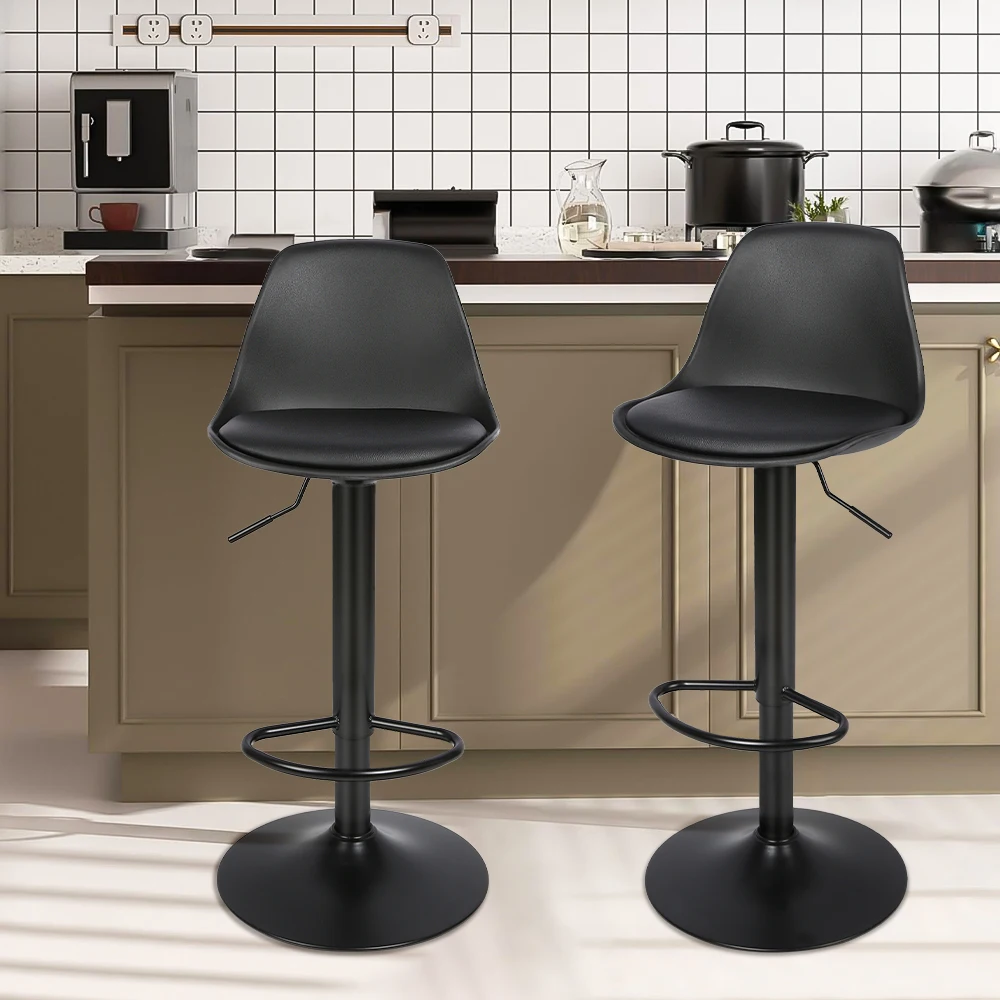 Sgabello da bar sedia girevole in 2 pezzi, sgabello da bar regolabile in 2 pezzi, altezza regolabile, 360 °   capacità girevole, ultra silenziosa e portante