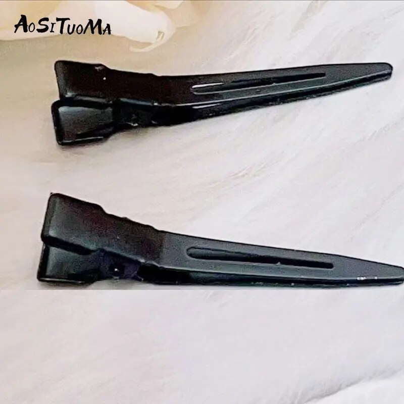 10 Uds. Pinzas para el cabello de pico de pato negras, pinzas para el cabello de cocodrilo antideslizantes, accesorios para el cabello teñido con estilo de salón de barbería