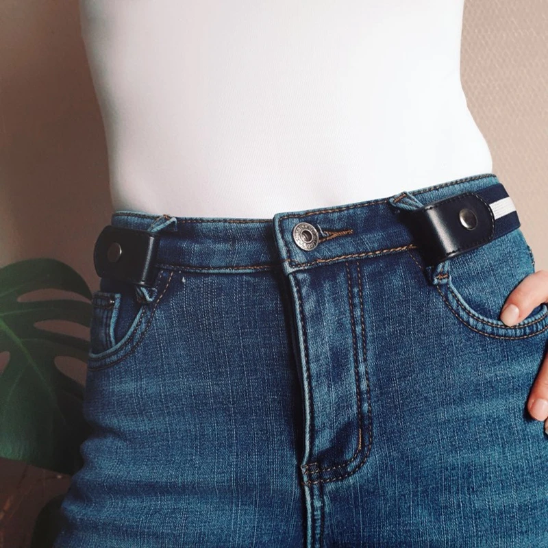 Cinturón sin hebilla para pantalones vaqueros, vestidos, cinturón elástico sin hebilla a la moda para mujeres/hombres, sin bulto, sin complicaciones