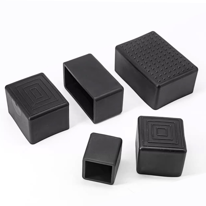 Square/Rectangle Black PVC Soft Rubber Pipe Sleeve Tube Cap Table Chair Foot Protect Cover 10x10mm-45x75mm