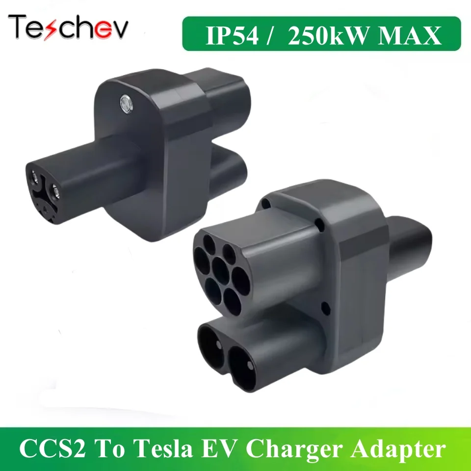 Teschev ccs2 para tesla ev adaptador de carregamento ccs2 combo para conversor tesla 250a 1000v veículo elétrico dc estação de carregamento rápido