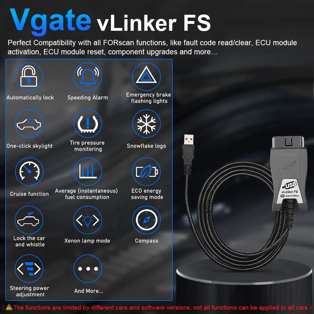 Vgate-Herramientas de interfaz de escáner de diagnóstico de coche vLinker FS ELM327 para Ford FORScan HS MS CAN ELM 327 OBD 2 OBD2, OBDII para Mazda
