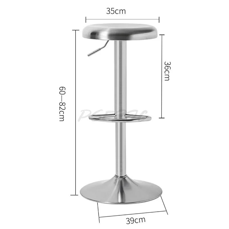 Taburete alto giratorio para el hogar, silla de belleza ajustable, Triple acero inoxidable cepillado, Base gruesa resistente a la suciedad