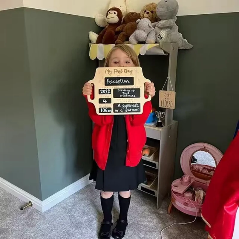 First Day Of School Sign - Reusable Memory Photo Board With Handles Back To School Starting School Nursery Preschool Easy To Use