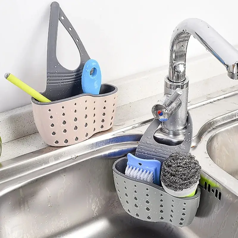 Hause Lagerung Ablauf Korb Küche Waschbecken Halter Einstellbare Seife Schwamm Shlf Hängen Ablauf Korb Tasche Küche Zubehör