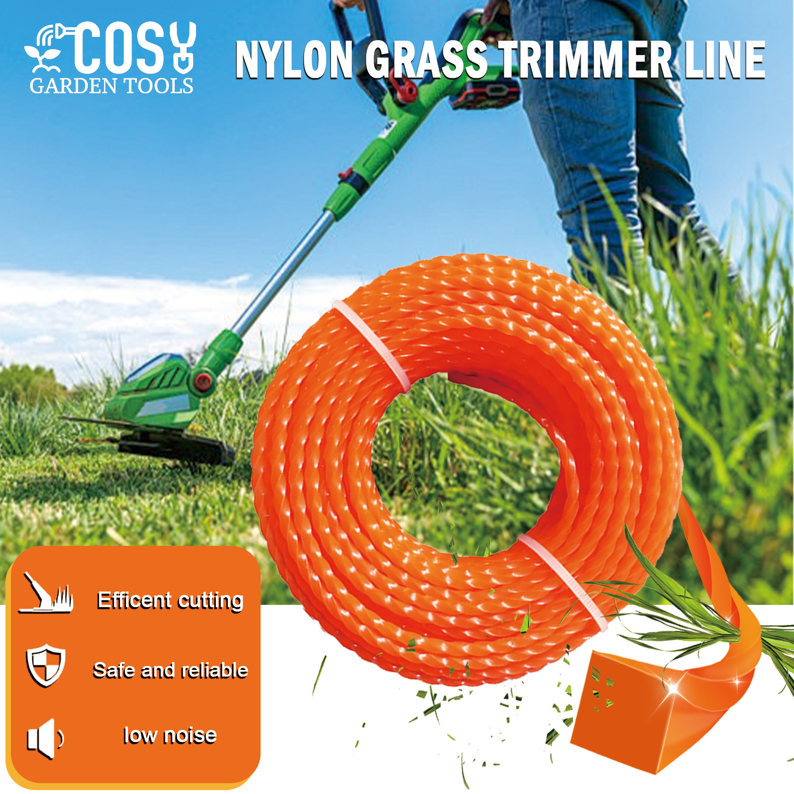 2.4/2.7/3.0/3.5/4.0mm*100M Spool  Lawn Trimming Line Nylon Square Distortion Spiral Brush Cutter Rope Lawn Mower Head Accessory