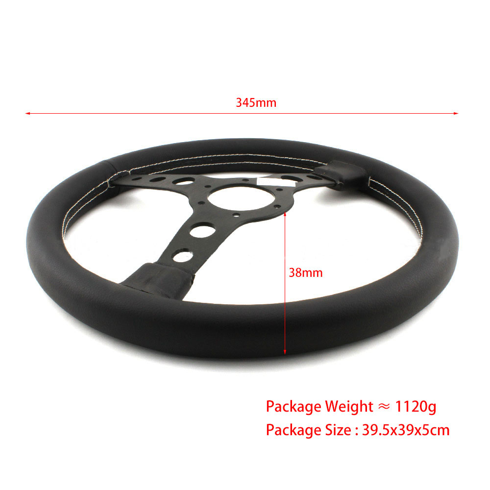 Novo Carro Modificação 14 Polegada Couro Modificação Volante Universal Volante 350mm accesorios para auto