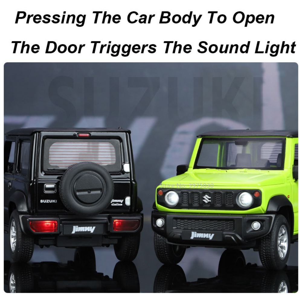1/24 suzuki jimny modelo de carro de brinquedo liga fundição com som luz puxar para trás função brinquedos modelos de veículos adultos presentes colecionáveis