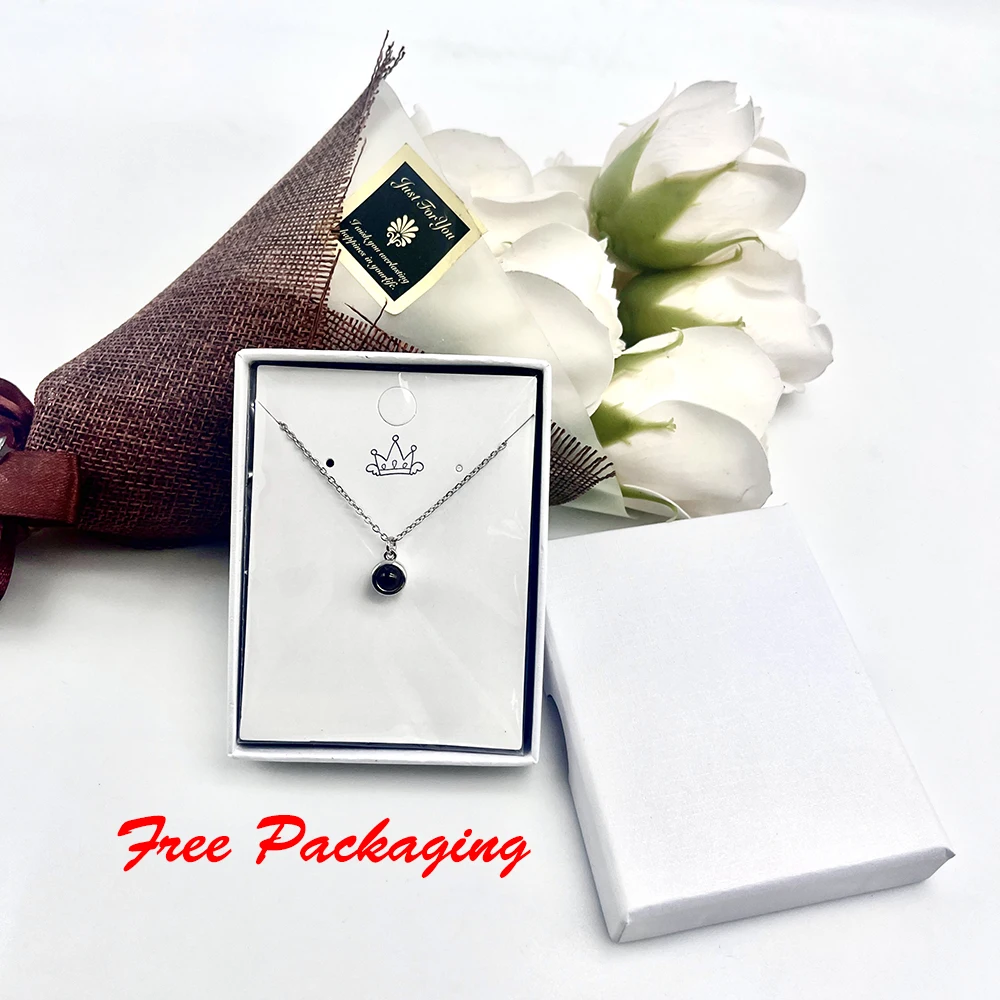 Custom Photo Projection สร้อยคอสแตนเลสสตีลหัวใจดอกไม้เริ่มต้นจี้ DIY ภาพภายในคู่สร้อยคอครอบครัว