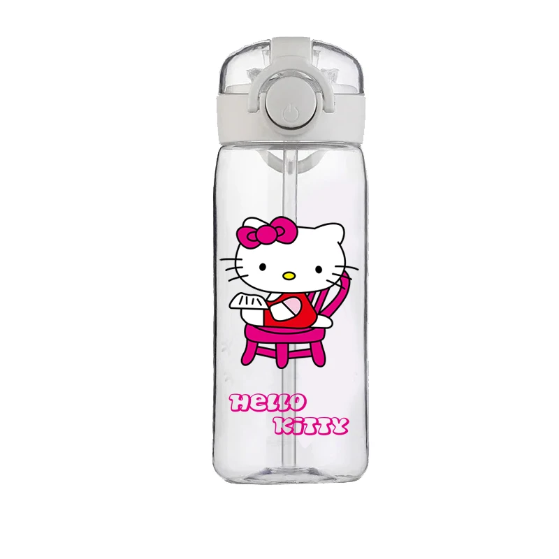 Hello Kitty ถ้วยใสยี่ห้อขวดน้ําคุณภาพสูงกีฬากลางแจ้งรั่วน่ารักพลาสติกขวดน้ําโรงเรียนสําหรับเด็ก 400ML