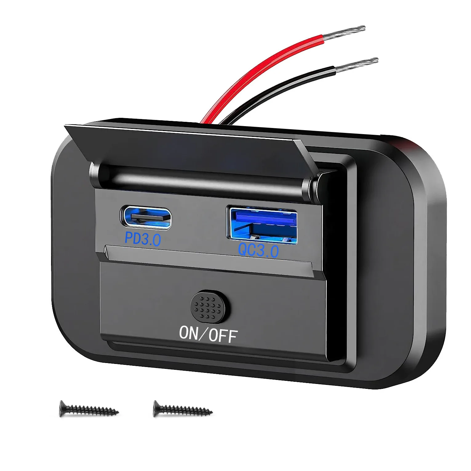 12V/24V 자동차 USB 충전 소켓 캠핑카 USB 패널 모바일 충전기 QC3.0 + PD3.0 RV 버스 투어링 카 보트 용 고속 충전