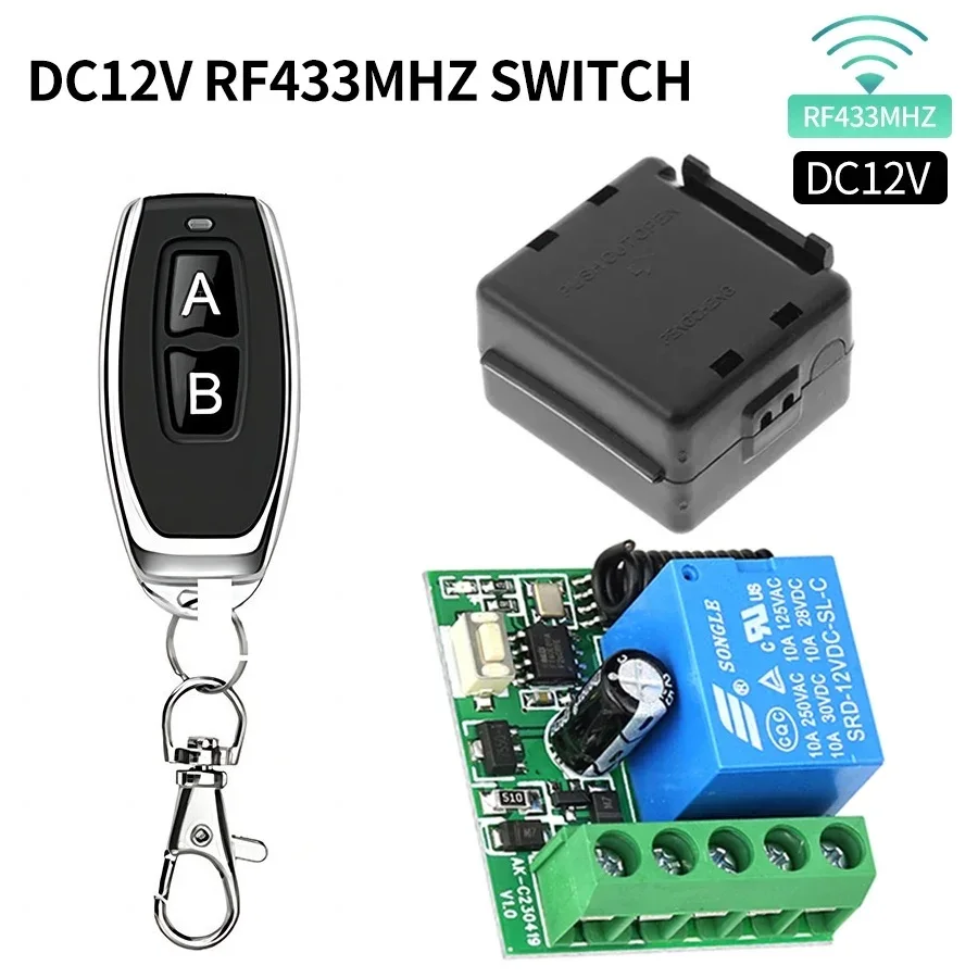 Uniwersalny bezprzewodowy przełącznik zdalnego sterowania 433 MHz DC 12V 1-kanałowy moduł odbiornika przekaźnikowego Nadajnik RF Piloty zdalnego sterowania 433 MHz