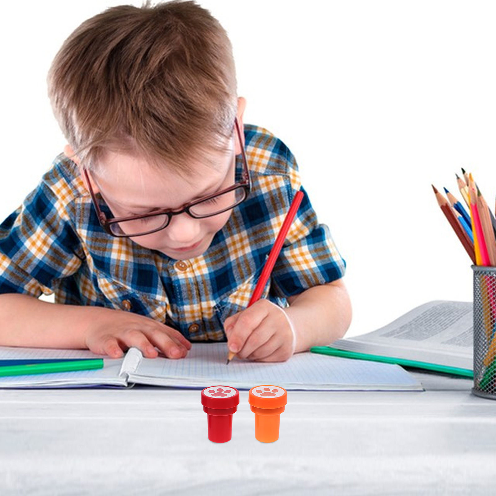 12 Pcs Dog Paw Small Seal Cute Plastic Stamp Print Ornament Decorate Stamps Journal Child