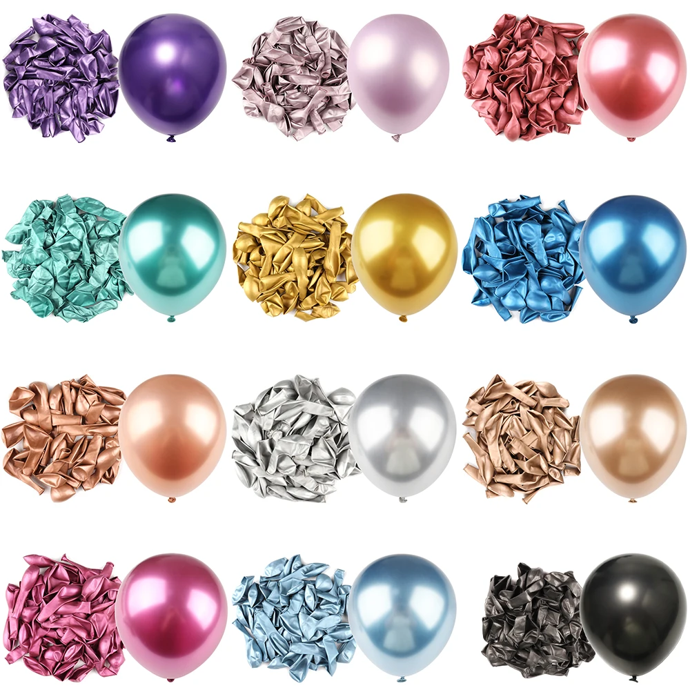 Globo metálico de 10 pulgadas, 10/20/50 Uds., Globos de mezcla de oro y plata, decoraciones de feliz cumpleaños, Globos de boda, suministros para fiesta de graduación