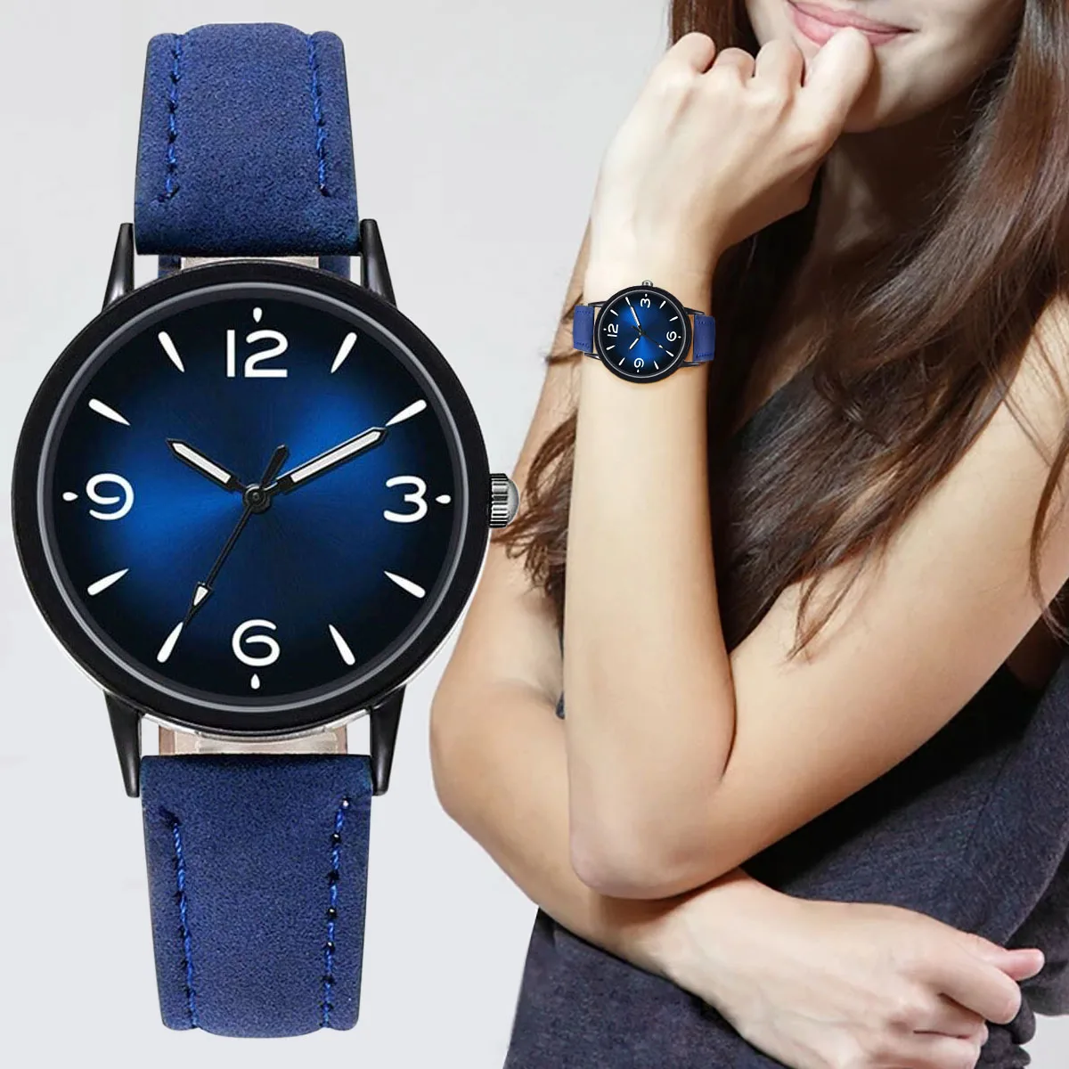Relógio de pulso de couro PU feminino, relógios quartzo para mulheres, relógio, casual, feminino