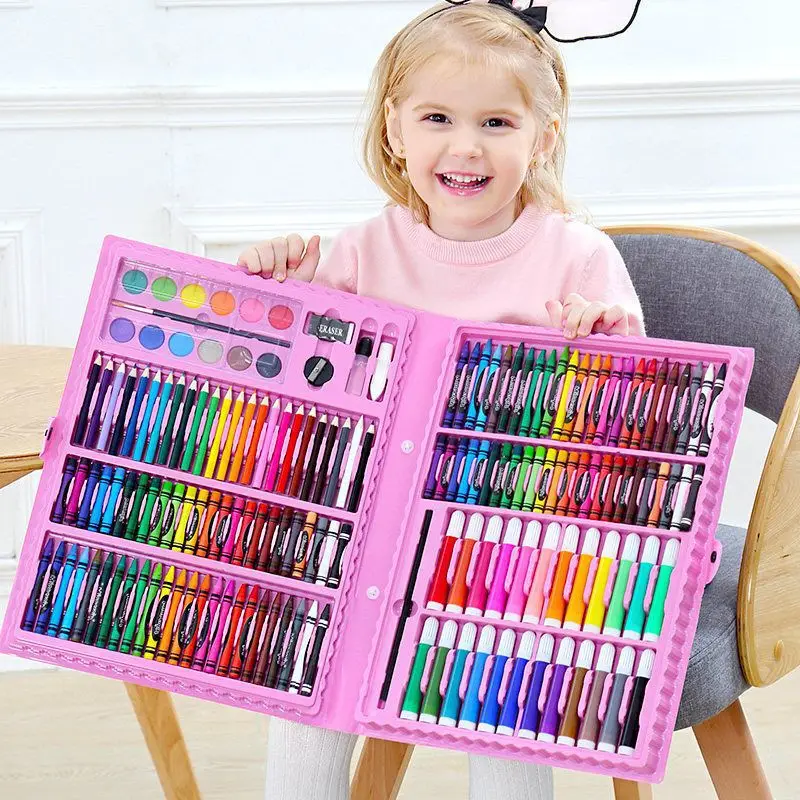 Children's Painting 색칠공부 Full Set Brushes Art Tools Gift Box Set Developing Children's Create Draw Interests  Art Supplies