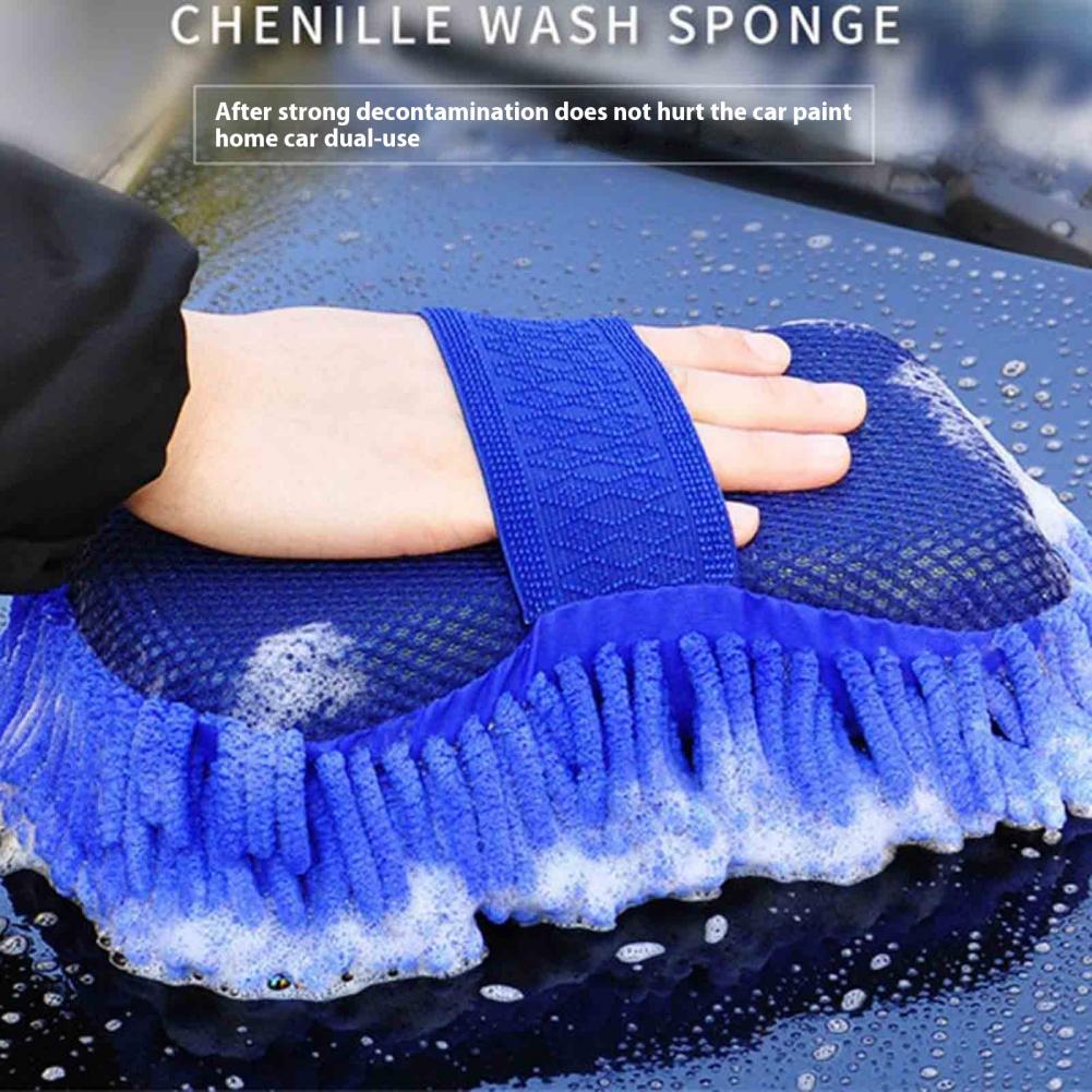 1PC Microfiber Car Wash Sponge - Non-Scratch Two-Sided Chenille Mitt for Cars, Trucks, SUVs, Boats, RVs