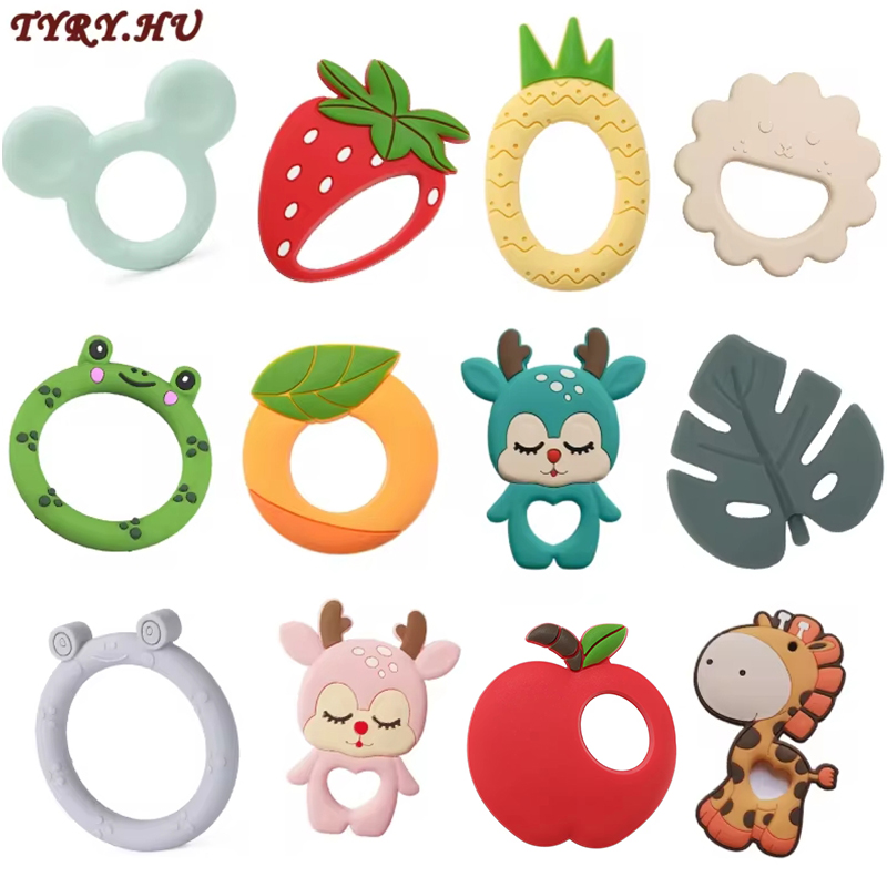 TYRY.HU, 1 pieza, mordedor de silicona para bebé, sin BPA, dibujos animados, Rana, ciervo, collar de dentición, colgante, regalo para dientes de enfermería, mordedor de silicona para bebé