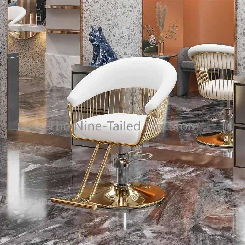 Poltrona da barbiere personalizzata di lusso retrò rosa classica sedia professionale sollevatore cuscino chaise rose mobili da salone in metallo