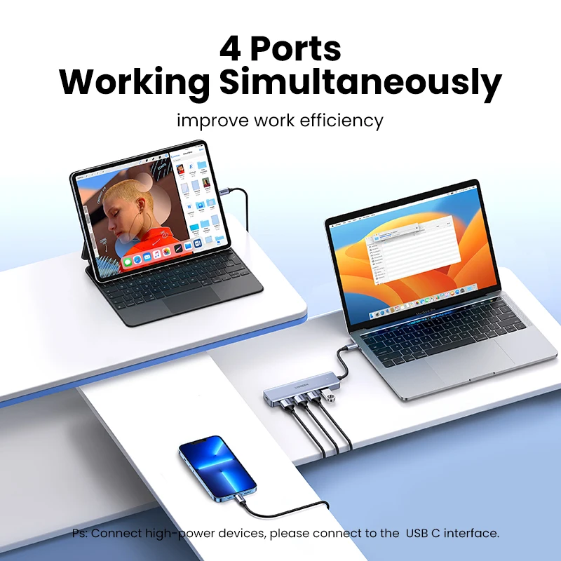 UGREEN-Hub con 4 puertos USB tipo C a USB 3,0, adaptador divisor para MacBook Pro, iPad Pro, Samsung Galaxy Note 10, S10