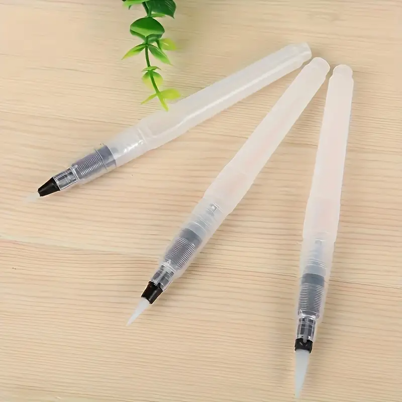 3Pcs Refillable Water Brushes - Fine Tip for Watercolor, Lettering & Calligraphy | Portable Travel Art Supplies